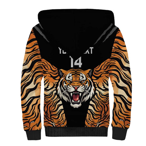 Brisbane Rugby Custom Sherpa Hoodie Go Tigers Skin Pattern - Aussie Hoodie