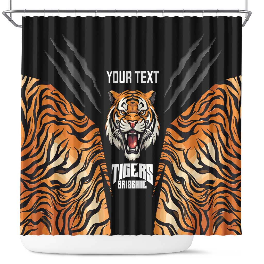 Brisbane Rugby Custom Shower Curtain Go Tigers Skin Pattern - Aussie Hoodie