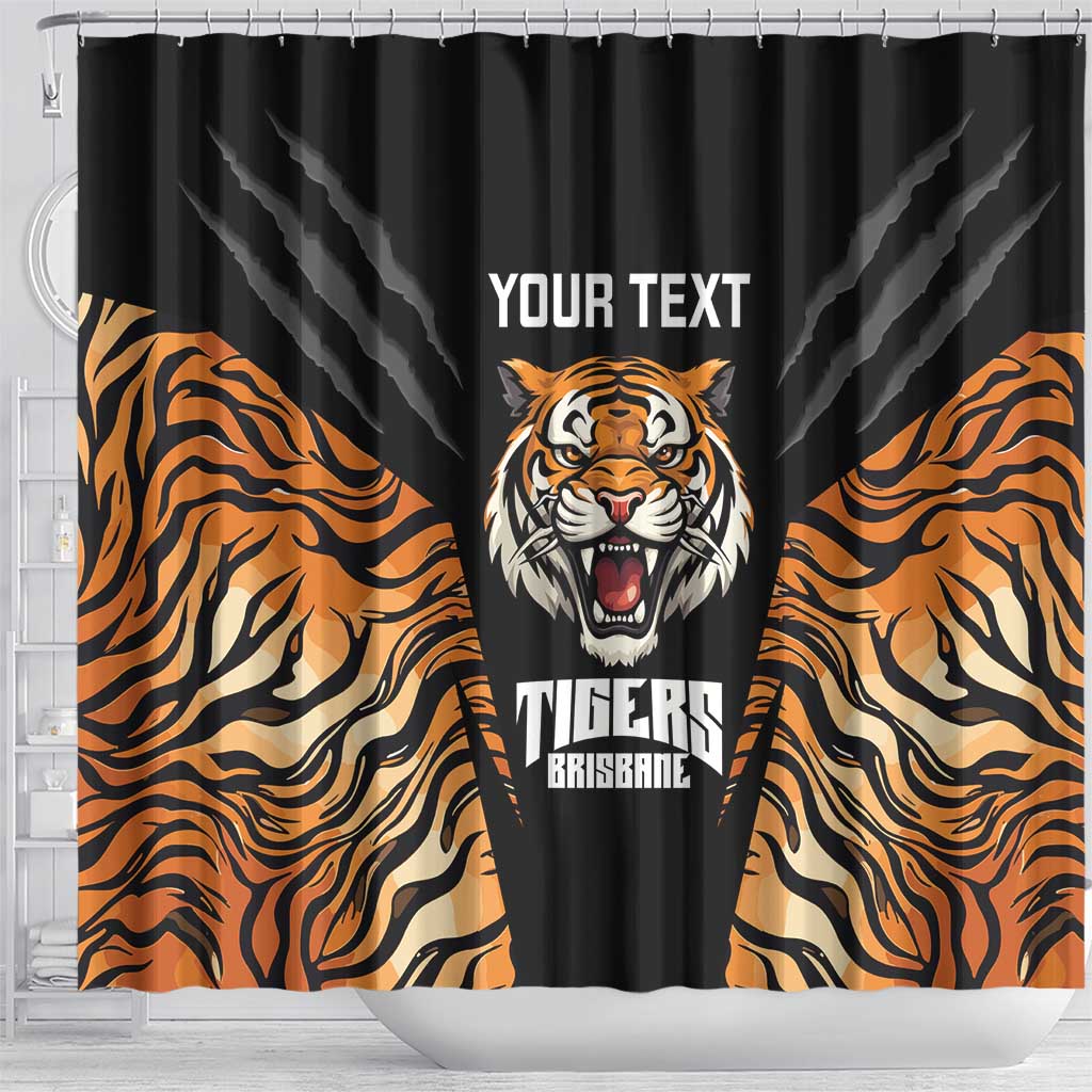 Brisbane Rugby Custom Shower Curtain Go Tigers Skin Pattern - Aussie Hoodie