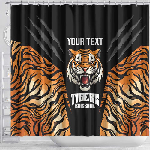 Brisbane Rugby Custom Shower Curtain Go Tigers Skin Pattern - Aussie Hoodie