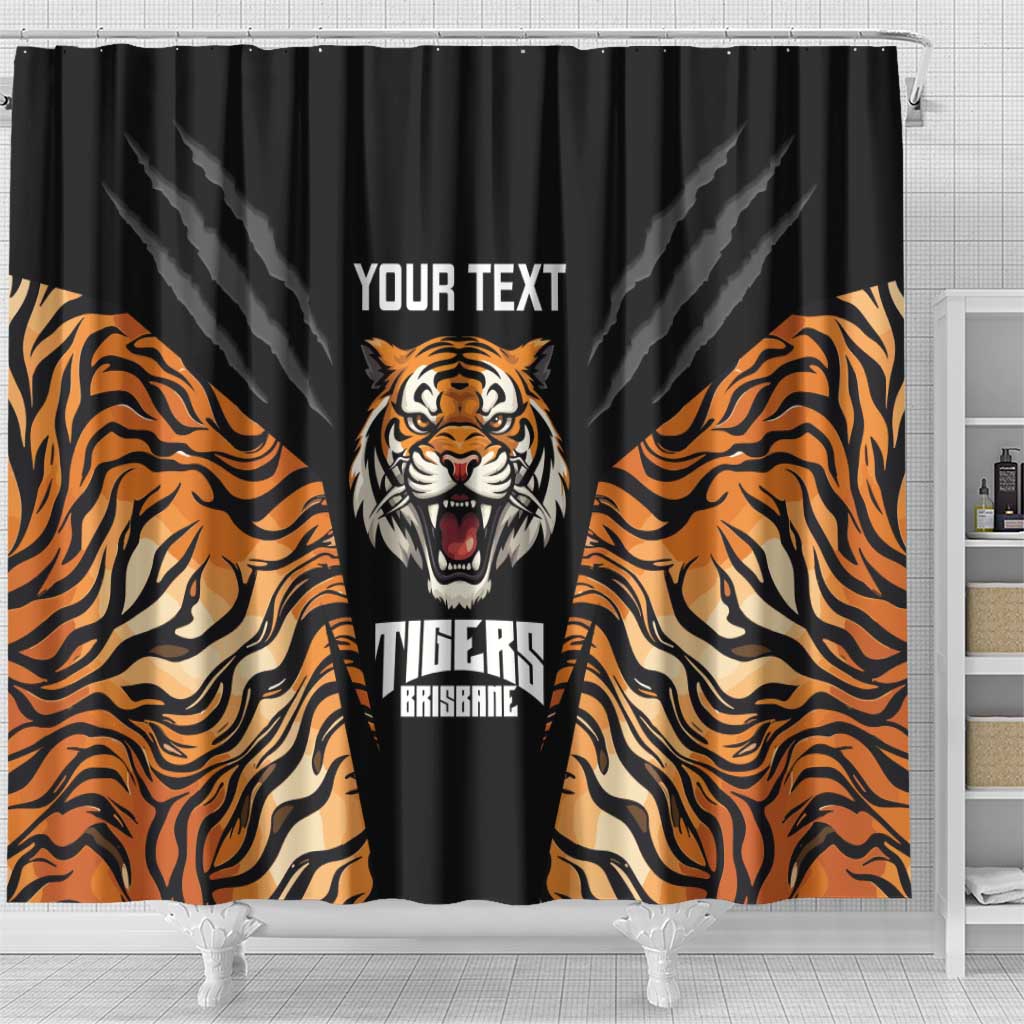 Brisbane Rugby Custom Shower Curtain Go Tigers Skin Pattern - Aussie Hoodie