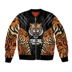 Brisbane Rugby Custom Sleeve Zip Bomber Jacket Go Tigers Skin Pattern - Aussie Hoodie