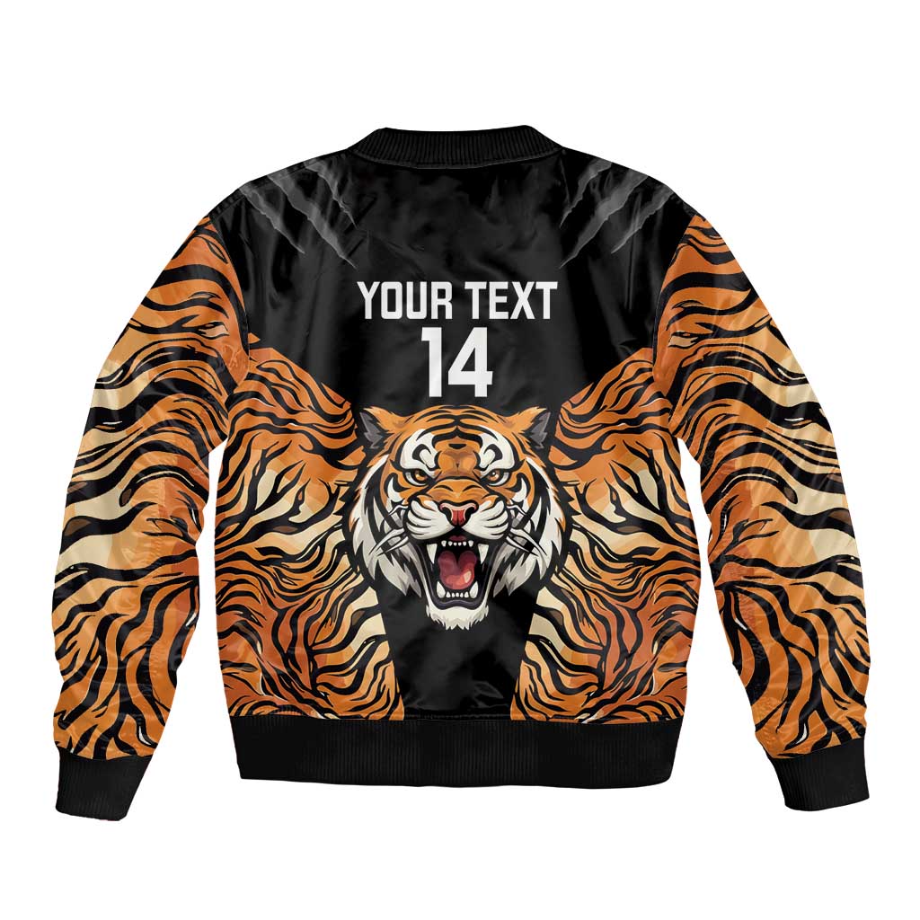 Brisbane Rugby Custom Sleeve Zip Bomber Jacket Go Tigers Skin Pattern - Aussie Hoodie