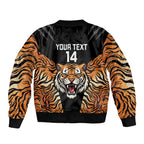 Brisbane Rugby Custom Sleeve Zip Bomber Jacket Go Tigers Skin Pattern - Aussie Hoodie
