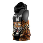 Brisbane Rugby Custom Sleeveless Hoodie Go Tigers Skin Pattern - Aussie Hoodie