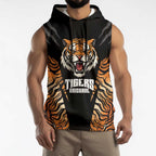 Brisbane Rugby Custom Sleeveless Hoodie Go Tigers Skin Pattern - Aussie Hoodie