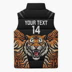 Brisbane Rugby Custom Sleeveless Puffer Jacket Go Tigers Skin Pattern - Aussie Hoodie