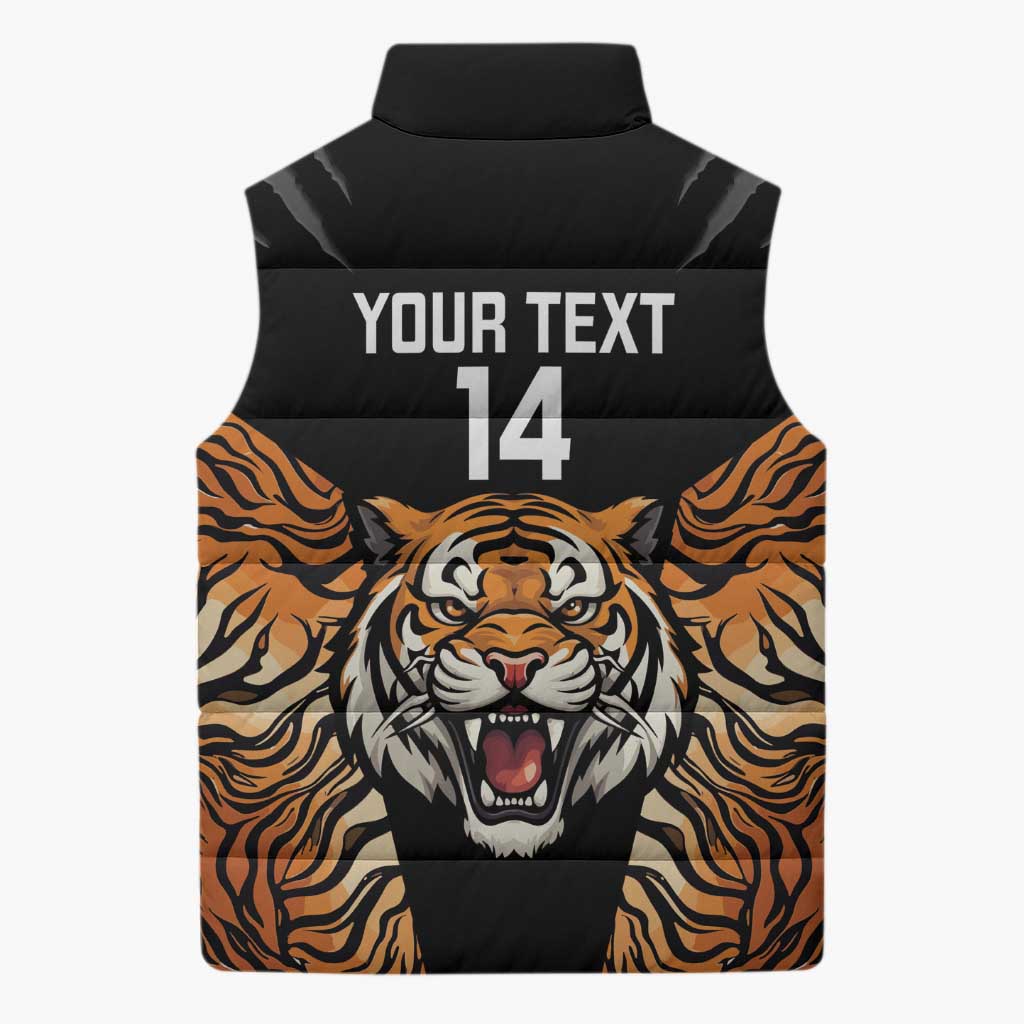 Brisbane Rugby Custom Sleeveless Puffer Jacket Go Tigers Skin Pattern - Aussie Hoodie