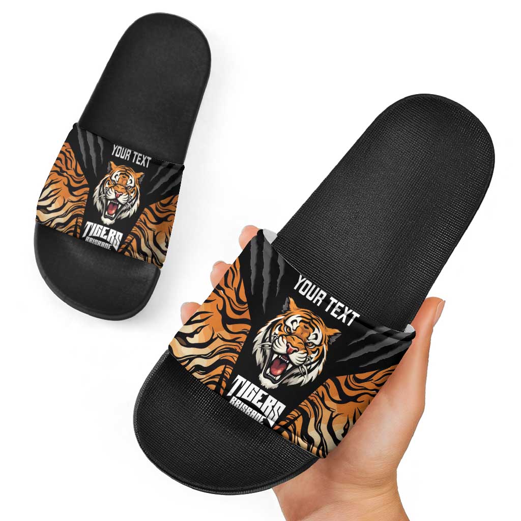 Brisbane Rugby Custom Slide Sandals Go Tigers Skin Pattern - Aussie Hoodie