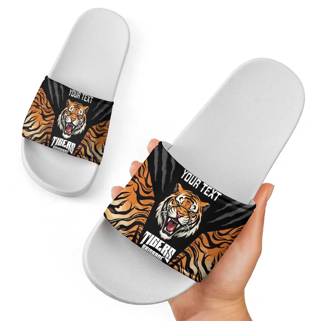 Brisbane Rugby Custom Slide Sandals Go Tigers Skin Pattern - Aussie Hoodie