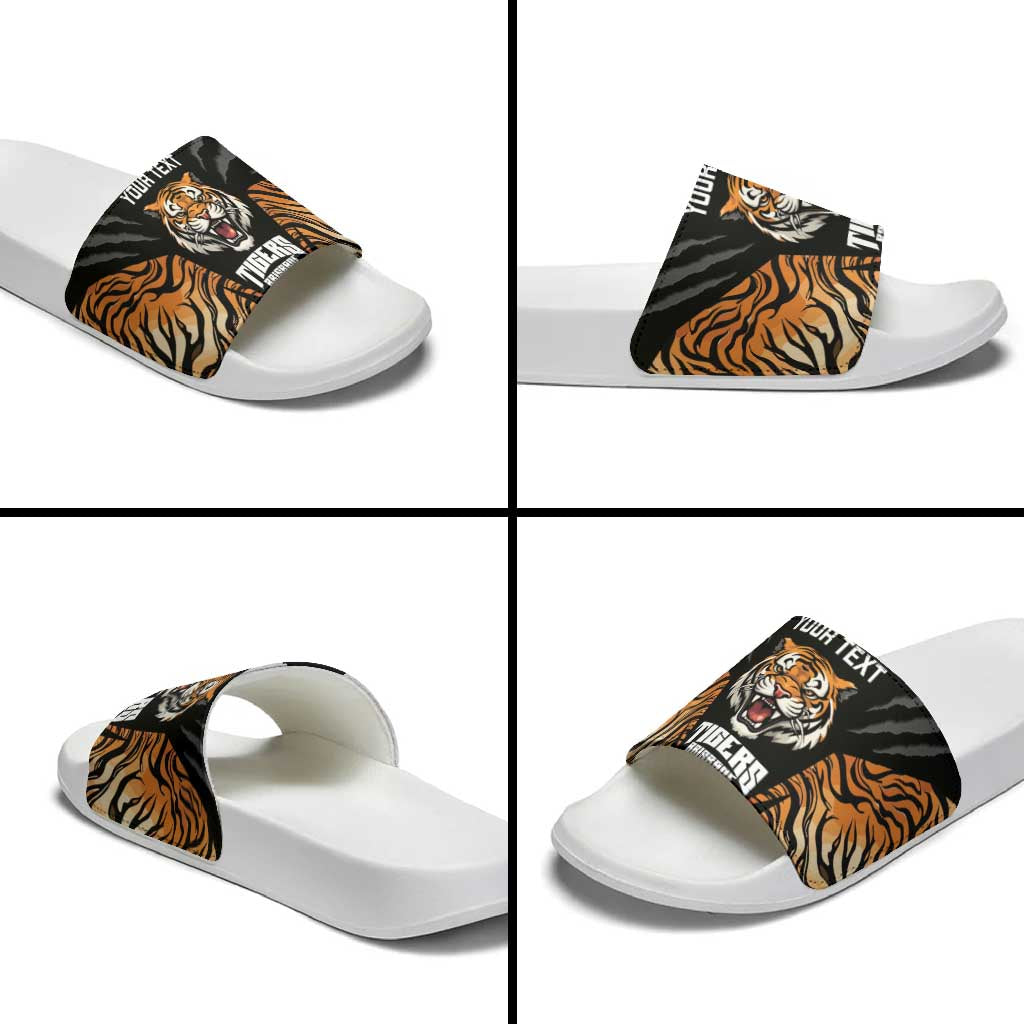 Brisbane Rugby Custom Slide Sandals Go Tigers Skin Pattern - Aussie Hoodie