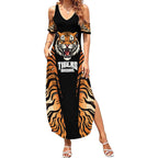 Brisbane Rugby Custom Summer Maxi Dress Go Tigers Skin Pattern - Aussie Hoodie