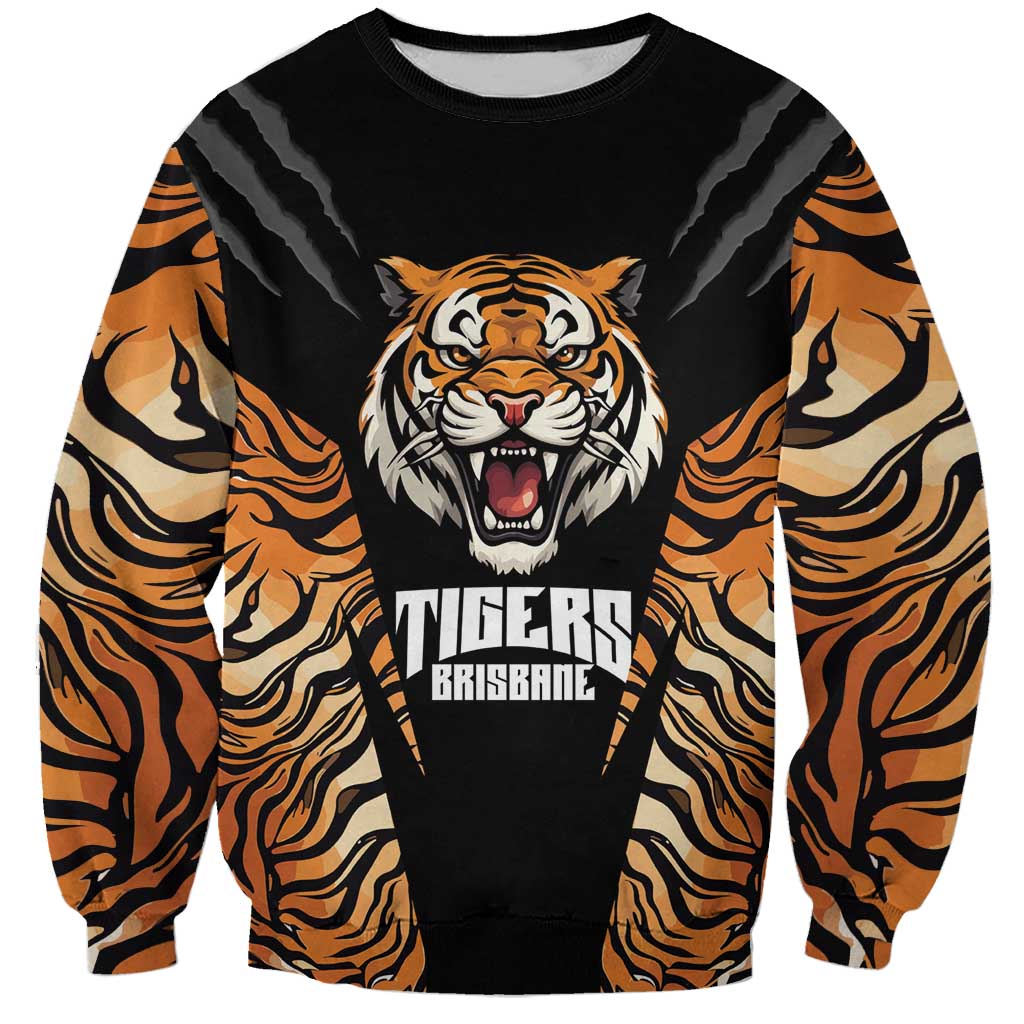 Brisbane Rugby Custom Sweatshirt Go Tigers Skin Pattern - Aussie Hoodie