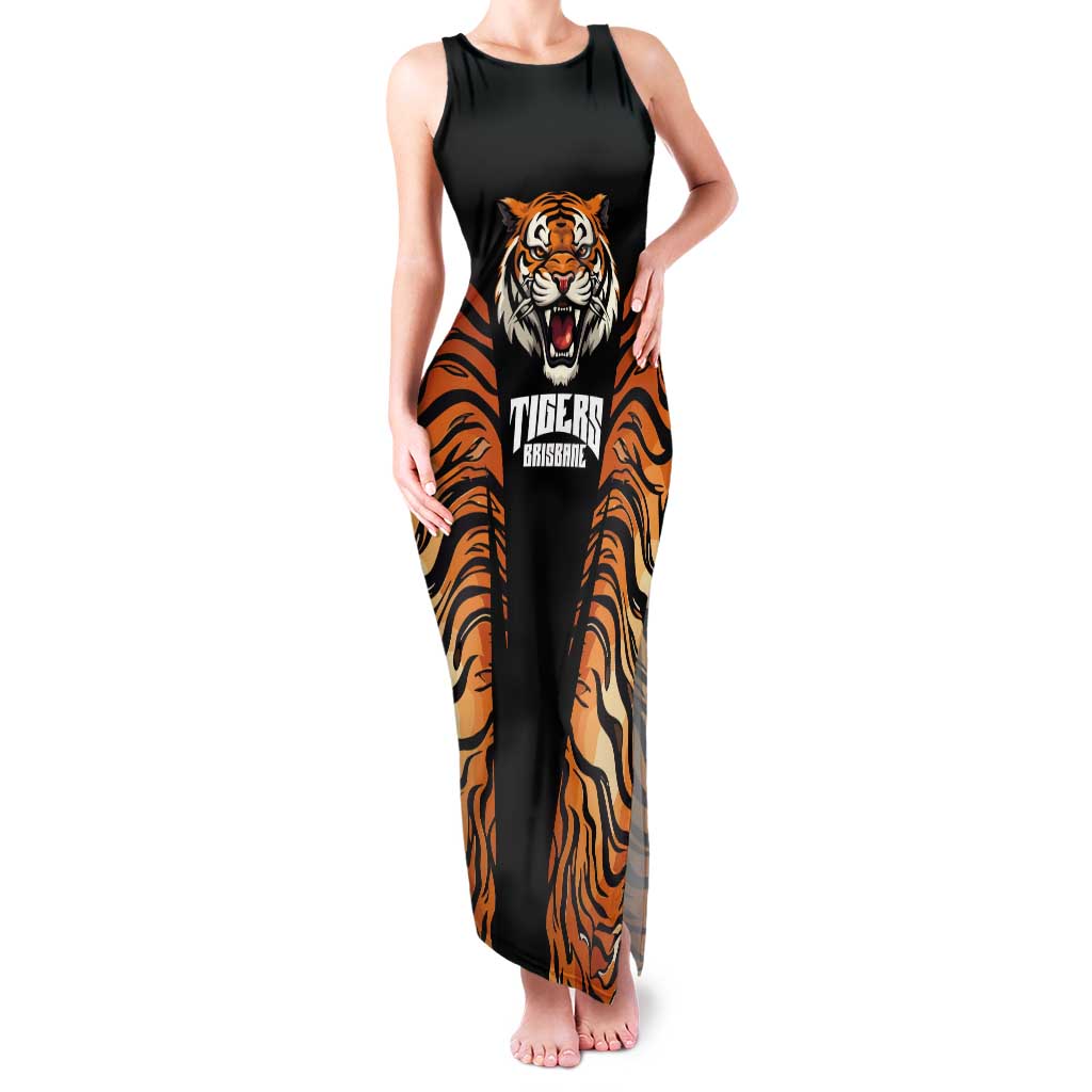 Brisbane Rugby Custom Tank Maxi Dress Go Tigers Skin Pattern - Aussie Hoodie