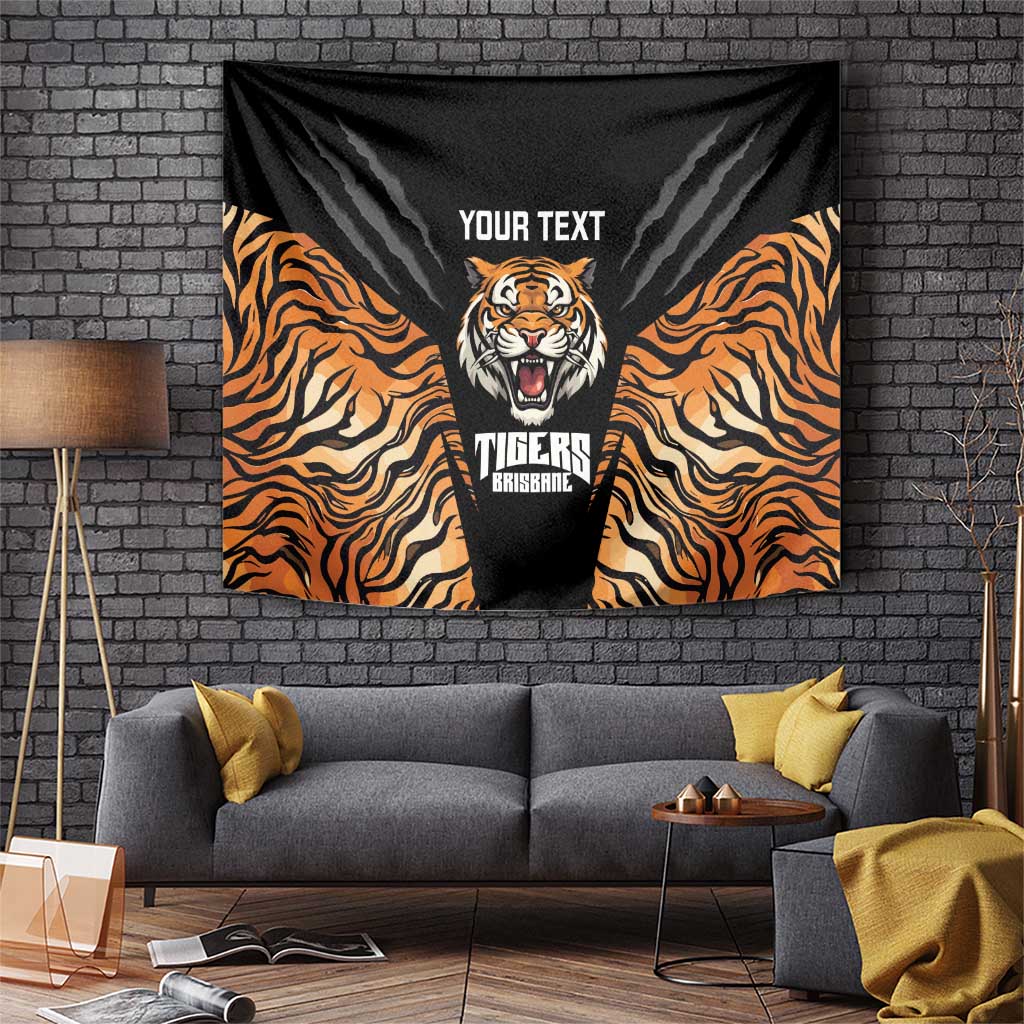 Brisbane Rugby Custom Tapestry Go Tigers Skin Pattern - Aussie Hoodie