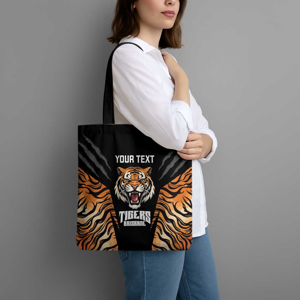 Brisbane Rugby Custom Tote Bag Go Tigers Skin Pattern - Aussie Hoodie