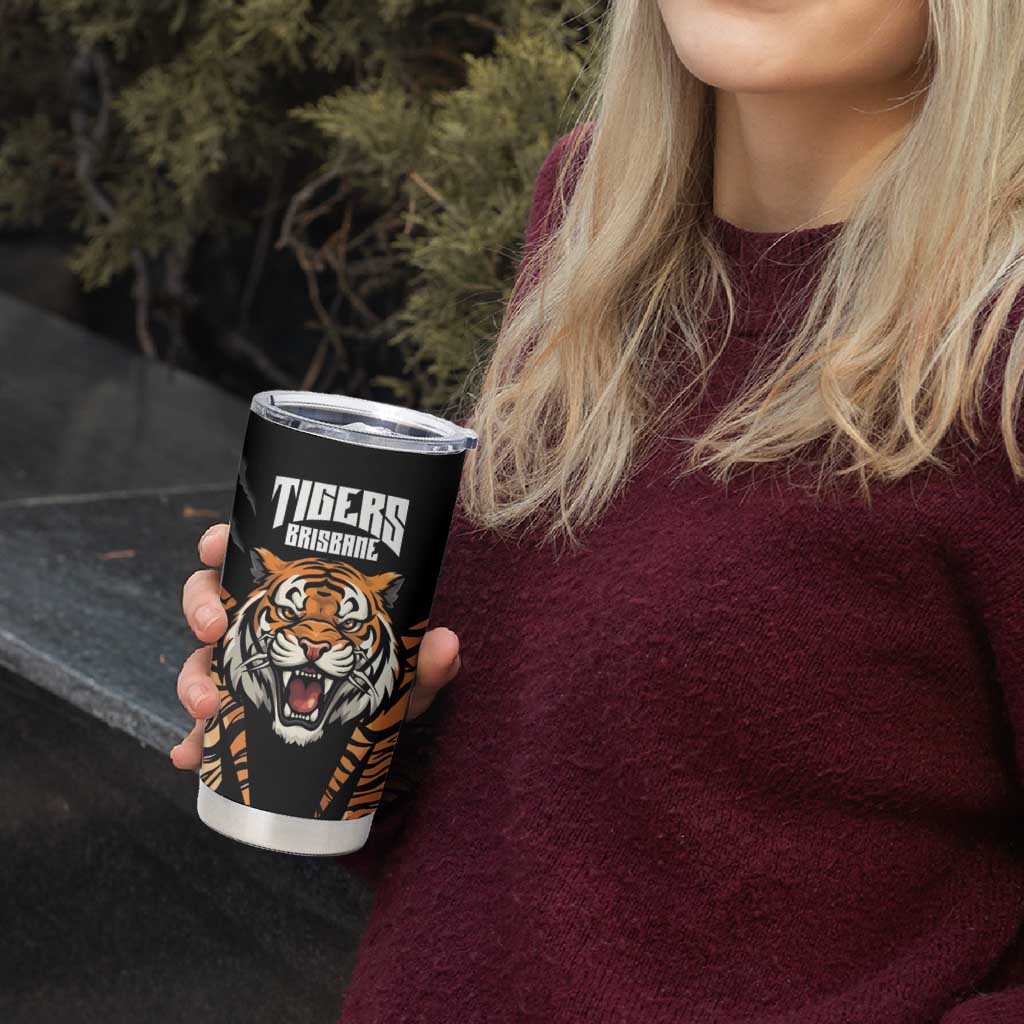 Brisbane Rugby Custom Tumbler Cup Go Tigers Skin Pattern - Aussie Hoodie