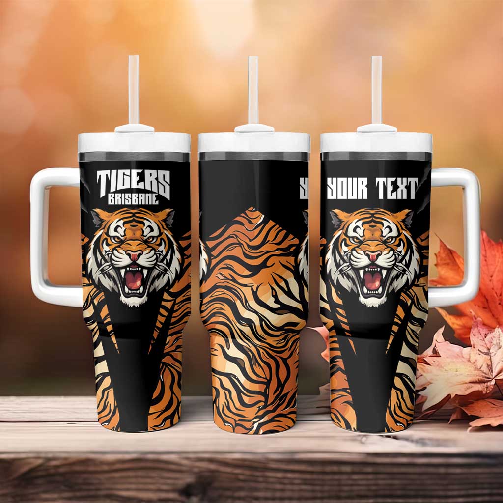 Brisbane Rugby Custom Tumbler With Handle Go Tigers Skin Pattern - Aussie Hoodie