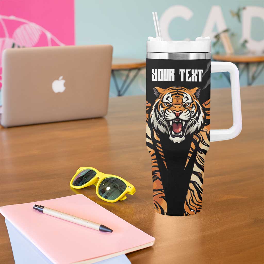 Brisbane Rugby Custom Tumbler With Handle Go Tigers Skin Pattern - Aussie Hoodie