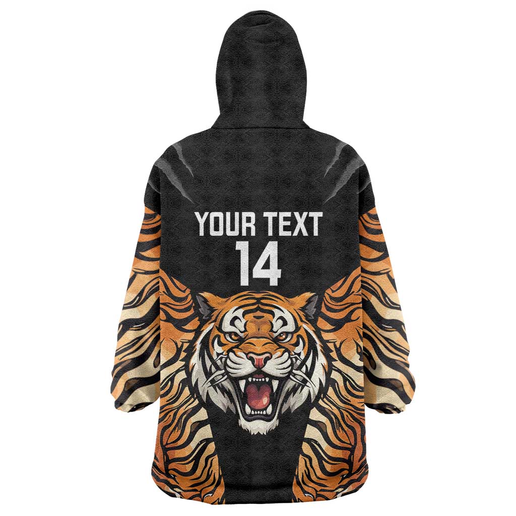 Brisbane Rugby Custom Wearable Blanket Hoodie Go Tigers Skin Pattern - Aussie Hoodie