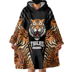 Brisbane Rugby Custom Wearable Blanket Hoodie Go Tigers Skin Pattern - Aussie Hoodie