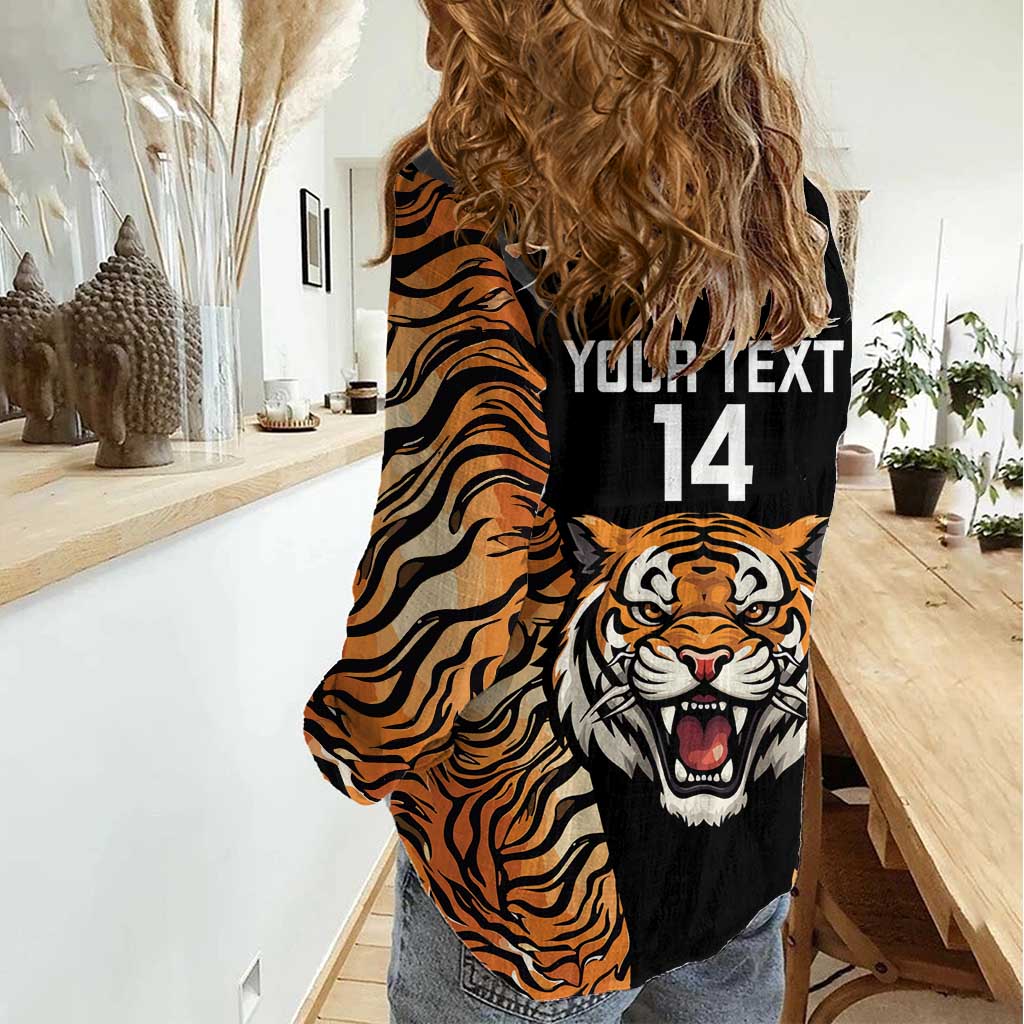 Brisbane Rugby Custom Women Casual Shirt Go Tigers Skin Pattern - Aussie Hoodie