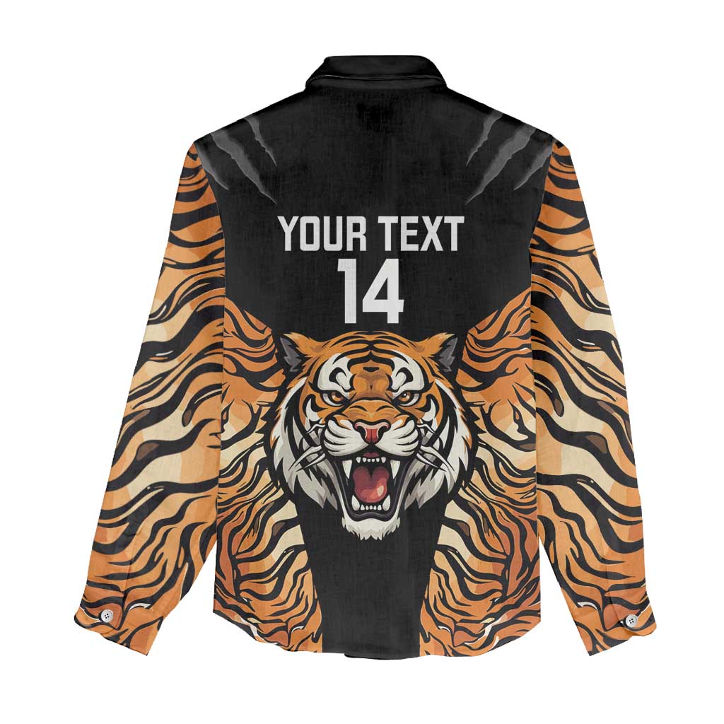Brisbane Rugby Custom Women Casual Shirt Go Tigers Skin Pattern - Aussie Hoodie
