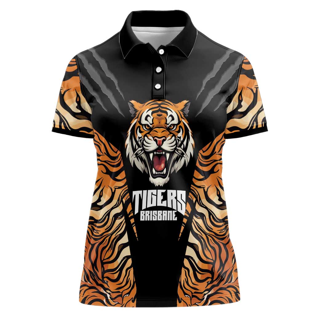 Brisbane Rugby Custom Women Polo Shirt Go Tigers Skin Pattern - Aussie Hoodie