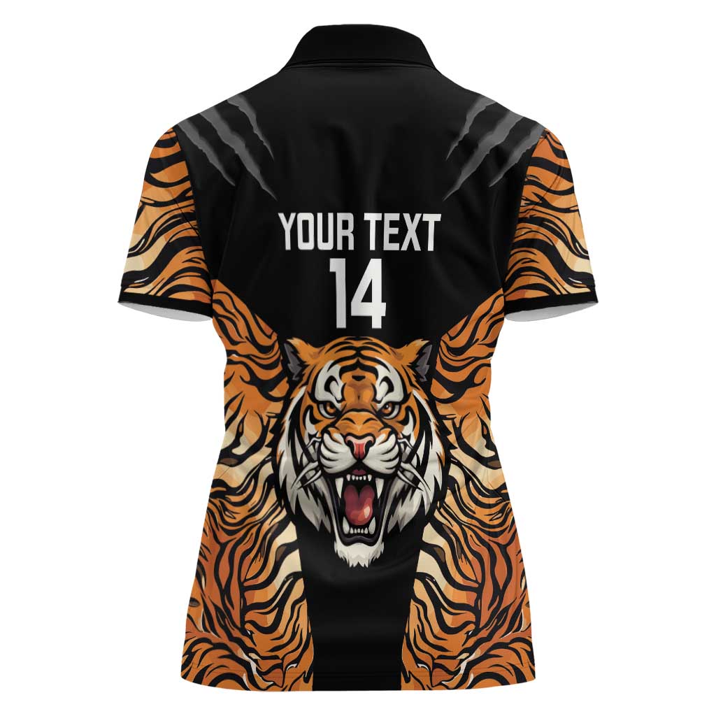 Brisbane Rugby Custom Women Polo Shirt Go Tigers Skin Pattern - Aussie Hoodie