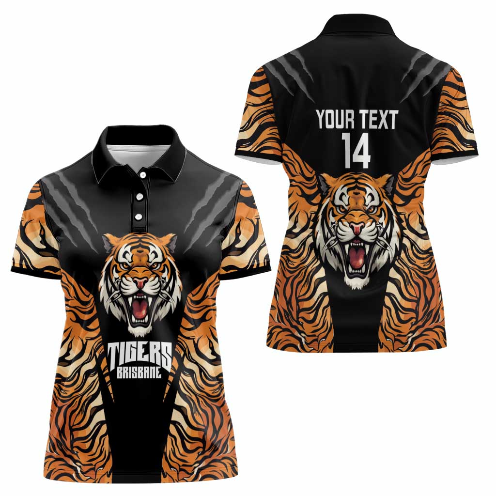 Brisbane Rugby Custom Women Polo Shirt Go Tigers Skin Pattern - Aussie Hoodie