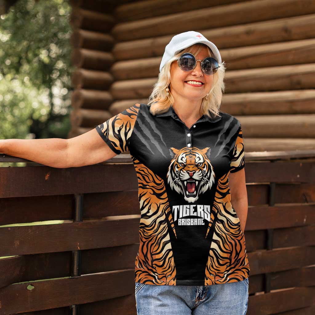 Brisbane Rugby Custom Women Polo Shirt Go Tigers Skin Pattern - Aussie Hoodie