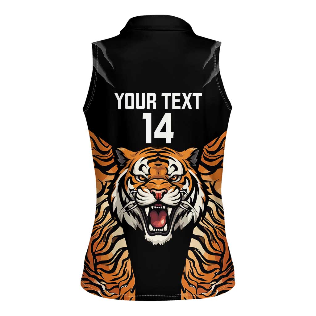 Brisbane Rugby Custom Women Sleeveless Polo Shirt Go Tigers Skin Pattern - Aussie Hoodie