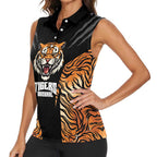 Brisbane Rugby Custom Women Sleeveless Polo Shirt Go Tigers Skin Pattern - Aussie Hoodie