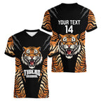 Brisbane Rugby Custom Women V-Neck T-Shirt Go Tigers Skin Pattern - Aussie Hoodie