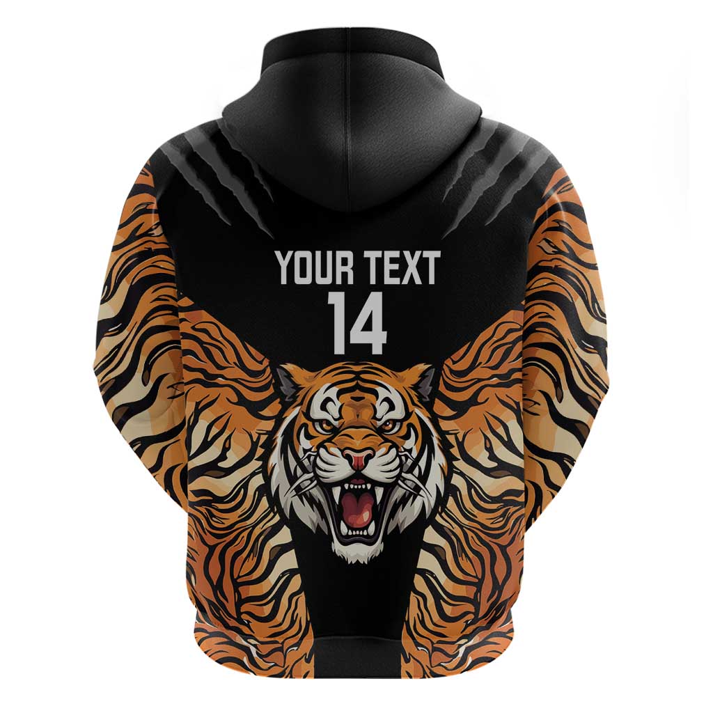 Brisbane Rugby Custom Zip Hoodie Go Tigers Skin Pattern - Aussie Hoodie