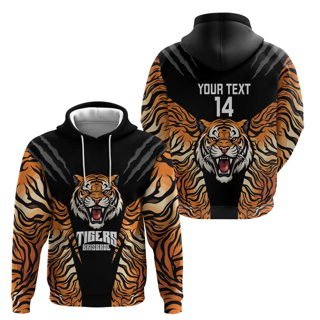 Brisbane Rugby Custom Zip Hoodie Go Tigers Skin Pattern - Aussie Hoodie
