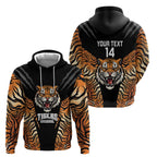 Brisbane Rugby Custom Zip Hoodie Go Tigers Skin Pattern - Aussie Hoodie