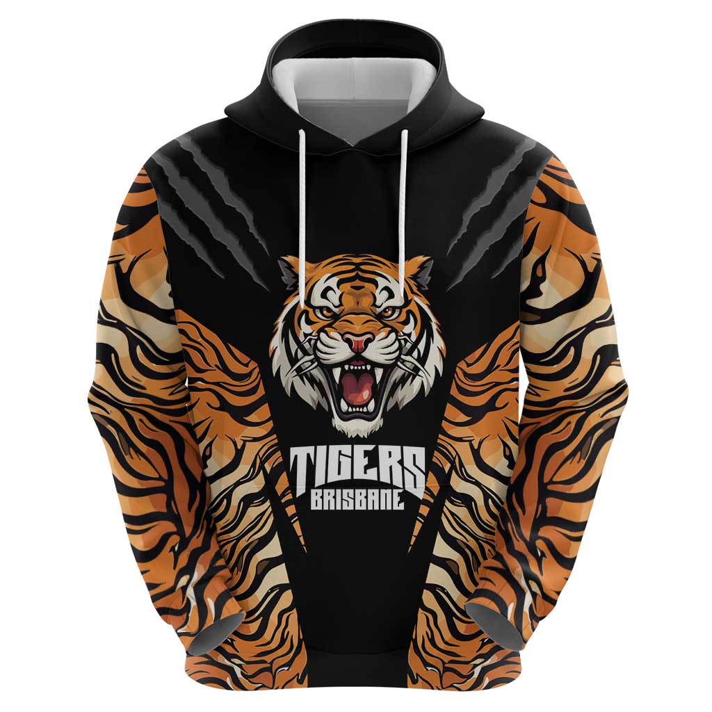 Brisbane Rugby Custom Zip Hoodie Go Tigers Skin Pattern - Aussie Hoodie