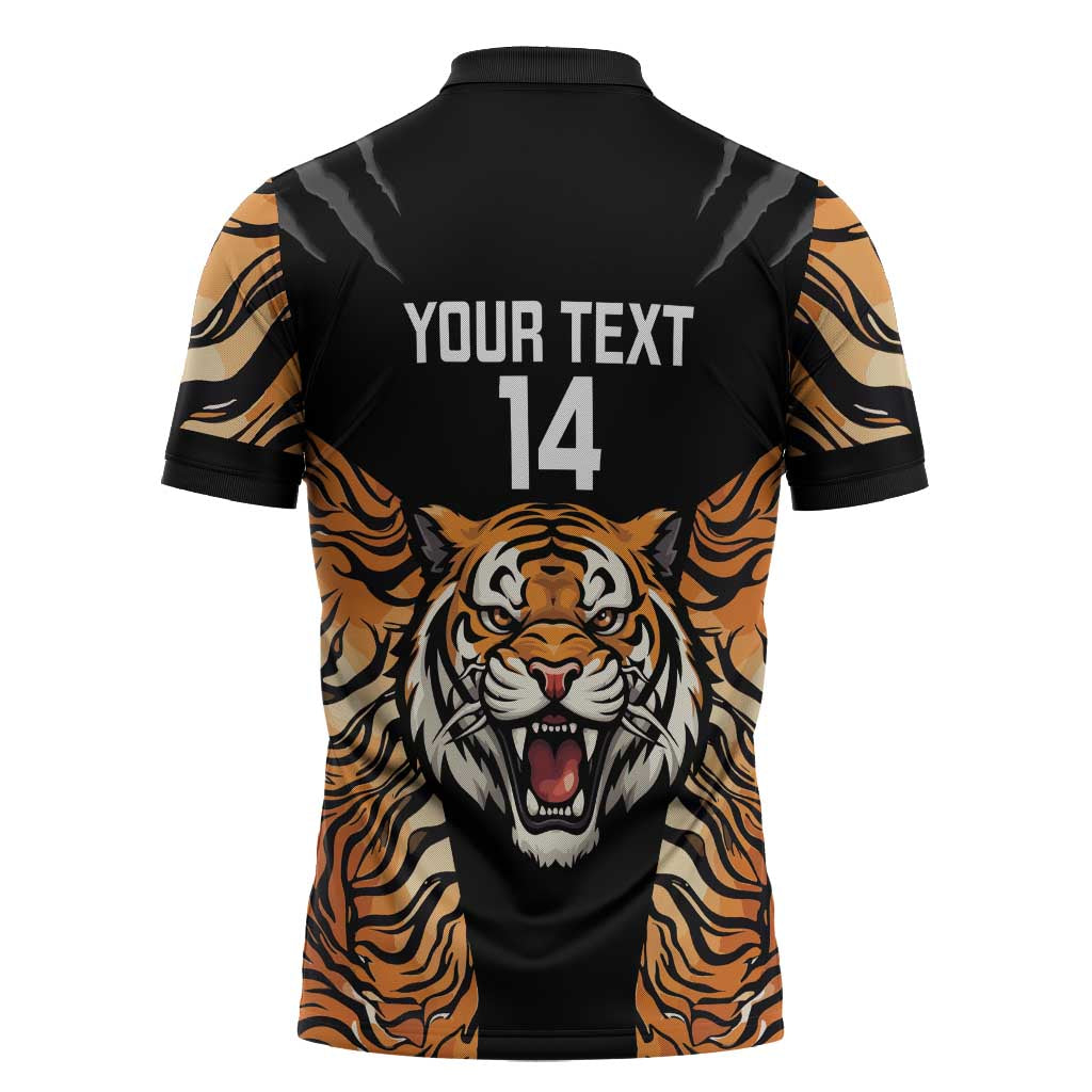 Brisbane Rugby Custom Zipper Polo Shirt Go Tigers Skin Pattern - Aussie Hoodie