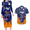 personalised-australia-barbecue-couples-matching-long-sleeve-bodycon-dress-and-hawaiian-shirt-aussie-lovers-bbq-indigenous-version