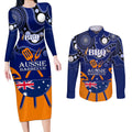 personalised-australia-barbecue-couples-matching-long-sleeve-bodycon-dress-and-long-sleeve-button-shirts-aussie-lovers-bbq-indigenous-version