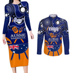 personalised-australia-barbecue-couples-matching-long-sleeve-bodycon-dress-and-long-sleeve-button-shirts-aussie-lovers-bbq-indigenous-version
