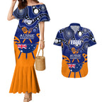 personalised-australia-barbecue-couples-matching-mermaid-dress-and-hawaiian-shirt-aussie-lovers-bbq-indigenous-version