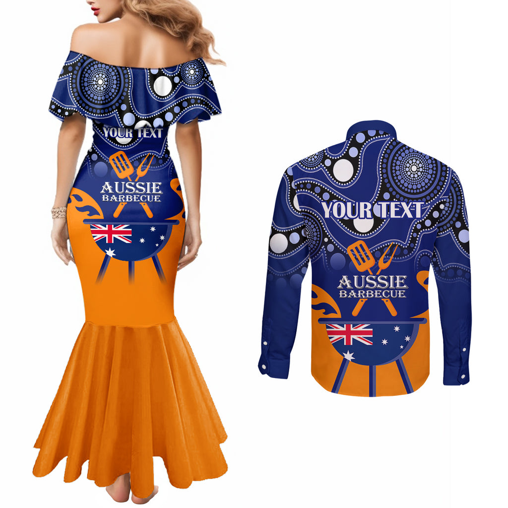 personalised-australia-barbecue-couples-matching-mermaid-dress-and-long-sleeve-button-shirts-aussie-lovers-bbq-indigenous-version