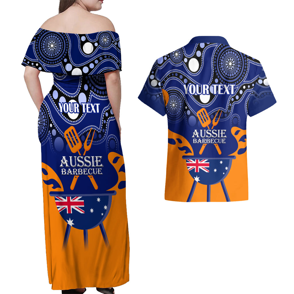 personalised-australia-barbecue-couples-matching-off-shoulder-maxi-dress-and-hawaiian-shirt-aussie-lovers-bbq-indigenous-version