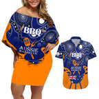 personalised-australia-barbecue-couples-matching-off-shoulder-short-dress-and-hawaiian-shirt-aussie-lovers-bbq-indigenous-version