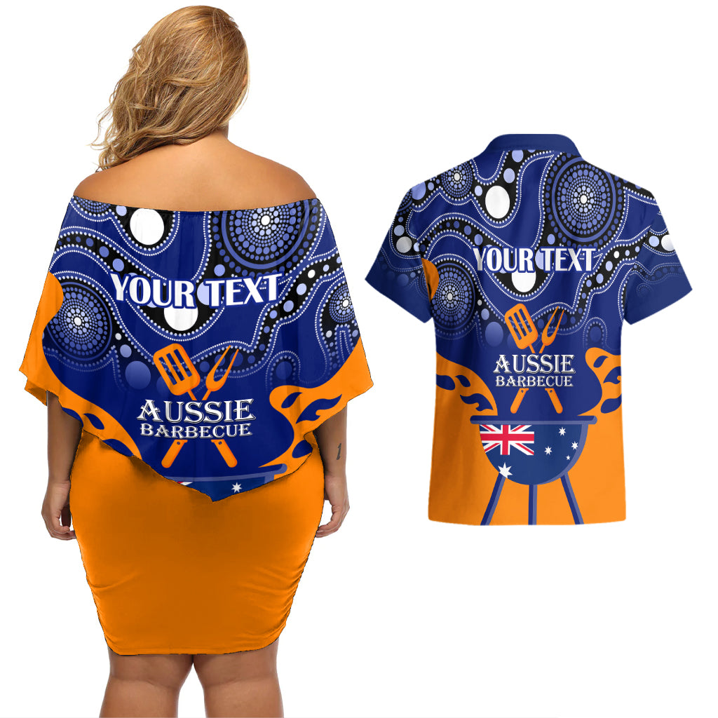 personalised-australia-barbecue-couples-matching-off-shoulder-short-dress-and-hawaiian-shirt-aussie-lovers-bbq-indigenous-version