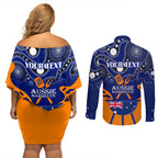 personalised-australia-barbecue-couples-matching-off-shoulder-short-dress-and-long-sleeve-button-shirts-aussie-lovers-bbq-indigenous-version
