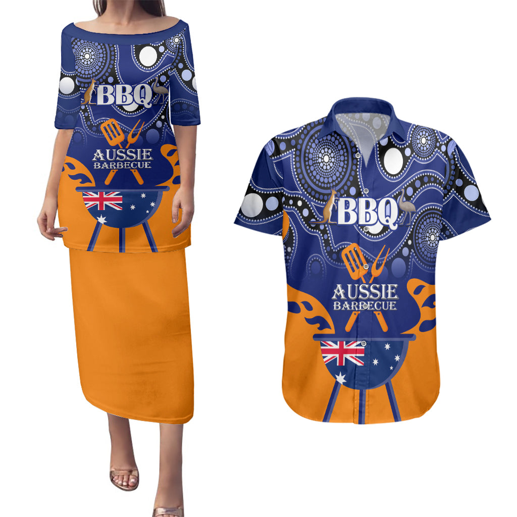 personalised-australia-barbecue-couples-matching-puletasi-dress-and-hawaiian-shirt-aussie-lovers-bbq-indigenous-version