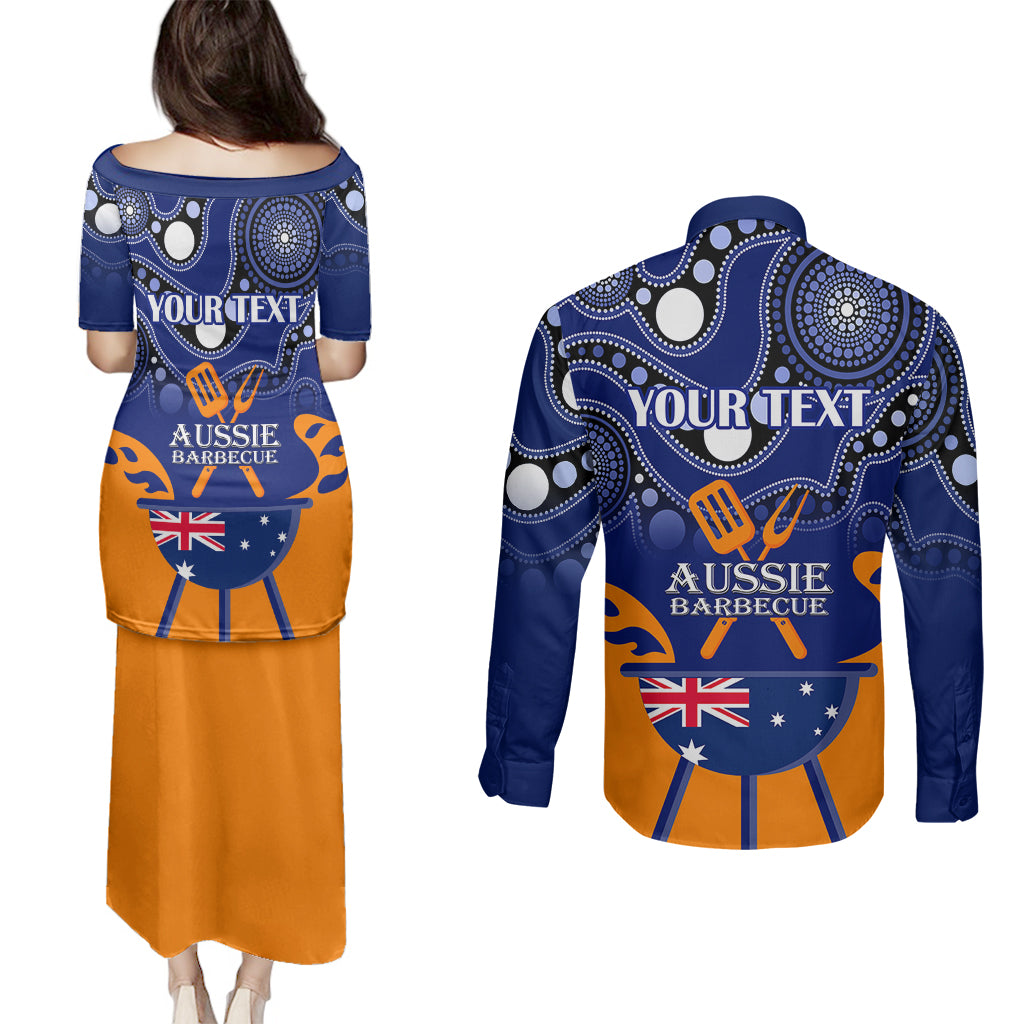 personalised-australia-barbecue-couples-matching-puletasi-dress-and-long-sleeve-button-shirts-aussie-lovers-bbq-indigenous-version